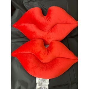 Target Plush Valentines Red Lip Pillows 10" x 17" Set of 2 Room Essentials